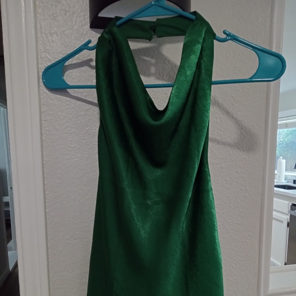 H&M Emerald Silk Halter Top